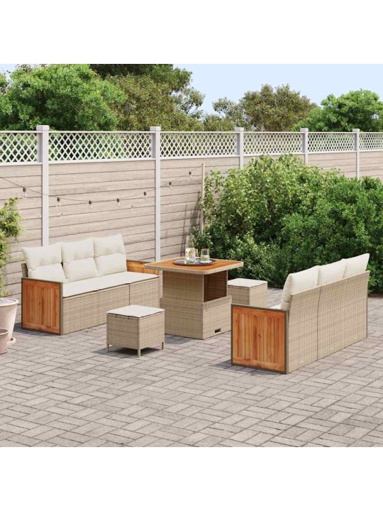 Dārza dīvānu komplekts 9 pcs bēša un krēmkrāsa 80 x 80 x 71 cm