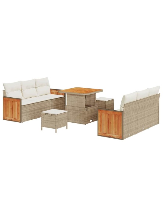 Dārza dīvānu komplekts 9 pcs bēša un krēmkrāsa 80 x 80 x 71 cm