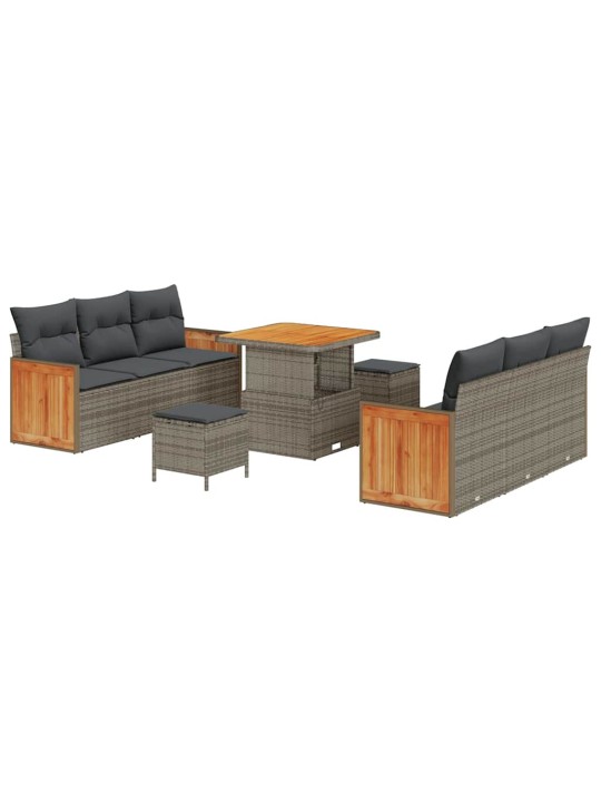 Dārza dīvānu komplekts ar spilvenu 9 pcs pelēka 80 x 80 x 71 cm