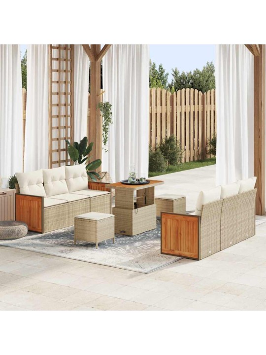 Dārza dīvānu komplekts 9 pcs bēša un krēmkrāsa 90 x 55 x 71 cm