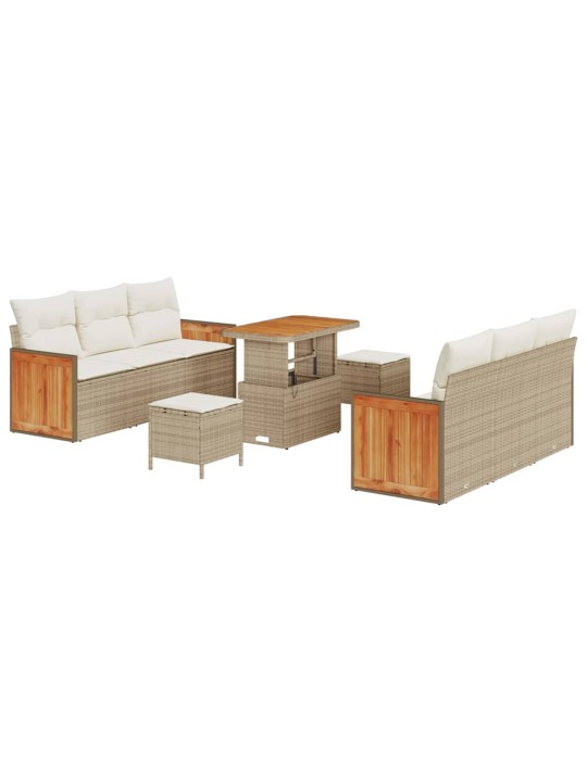 Dārza dīvānu komplekts 9 pcs bēša un krēmkrāsa 90 x 55 x 71 cm