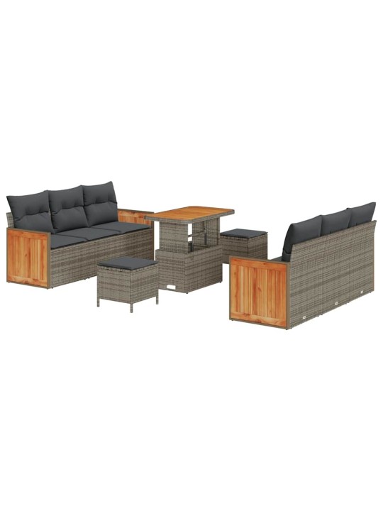 Dārza dīvānu komplekts ar spilvenu 9 pcs pelēka 90 x 55 x 71 cm