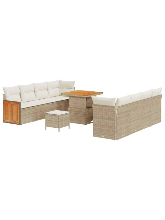 Dārza dīvānu komplekts 11 pcs bēša un krēmkrāsa 80 x 80 x 71 cm