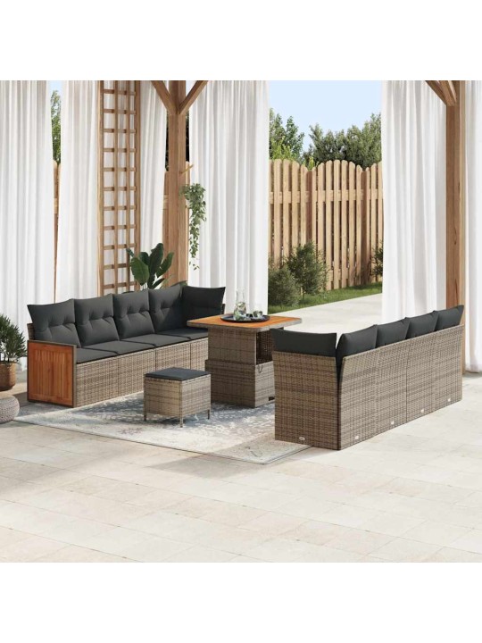 Dārza dīvānu komplekts 11 pcs pelēka 80 x 80 x 71 cm