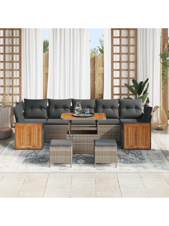 Dārza dīvānu komplekts 10 pcs pelēka 90 x 55 x 71 cm