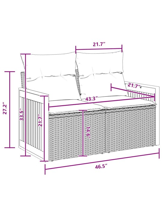 Dārza dīvānu komplekts ar spilvenu 8 pcs melna 80 x 80 x 71 cm