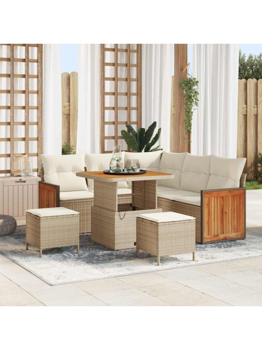 Dārza dīvānu komplekts 8 pcs bēša un krēmkrāsa 80 x 80 x 71 cm