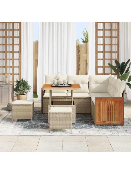 Dārza dīvānu komplekts 8 pcs bēša un krēmkrāsa 80 x 80 x 71 cm