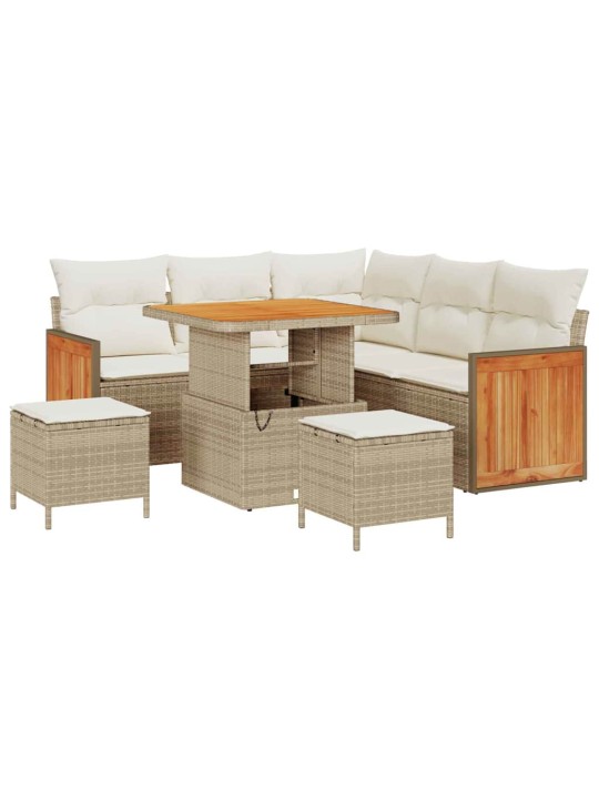 Dārza dīvānu komplekts 8 pcs bēša un krēmkrāsa 80 x 80 x 71 cm