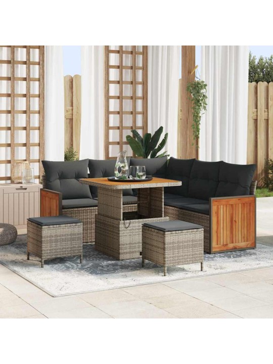 Dārza dīvānu komplekts ar spilvenu 8 pcs pelēka 80 x 80 x 71 cm