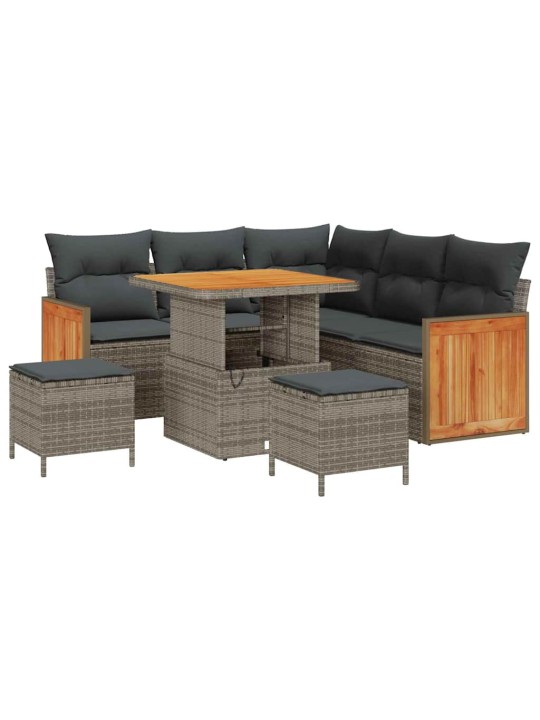 Dārza dīvānu komplekts ar spilvenu 8 pcs pelēka 80 x 80 x 71 cm