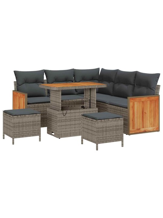 Dārza dīvānu komplekts ar spilvenu 8 pcs pelēka 90 x 55 x 71 cm