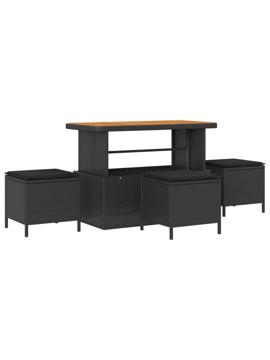 Dārza dīvānu komplekts ar spilvenu 9 pcs melna 110 x 55 x 71 cm