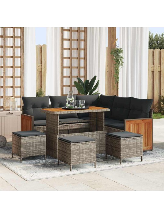 Dārza dīvānu komplekts 9 pcs pelēka 110 x 55 x 71 cm