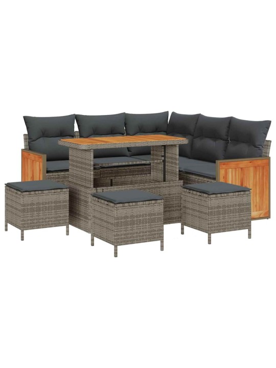 Dārza dīvānu komplekts 9 pcs pelēka 110 x 55 x 71 cm