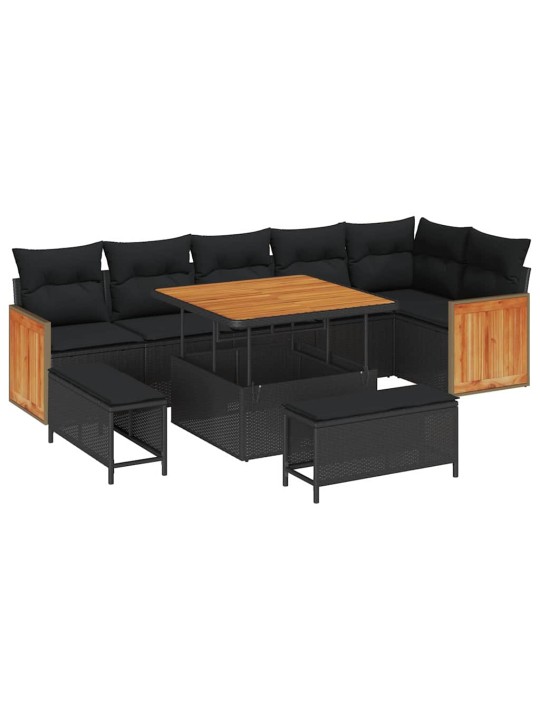 Dārza dīvānu komplekts 9 pcs melna 100 x 100 x 71 cm