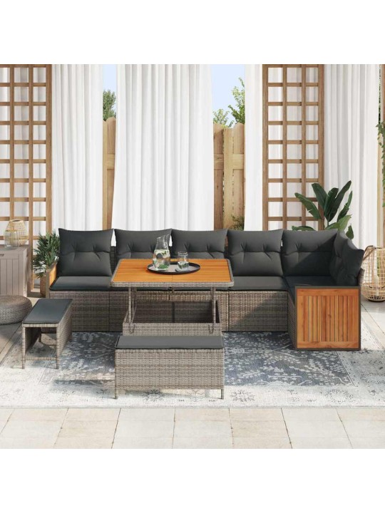 Dārza dīvānu komplekts 9 pcs pelēka 100 x 100 x 71 cm