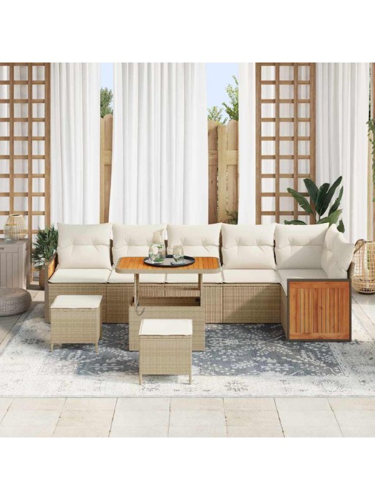 Dārza dīvānu komplekts 9 pcs bēša un krēmkrāsa 80 x 80 x 71 cm