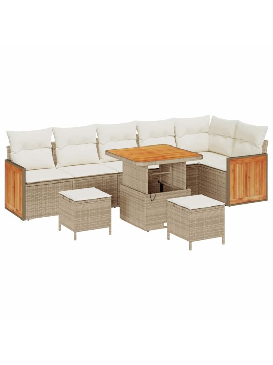 Dārza dīvānu komplekts 9 pcs bēša un krēmkrāsa 80 x 80 x 71 cm