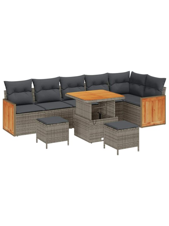 Dārza dīvānu komplekts ar spilvenu 9 pcs pelēka 80 x 80 x 71 cm