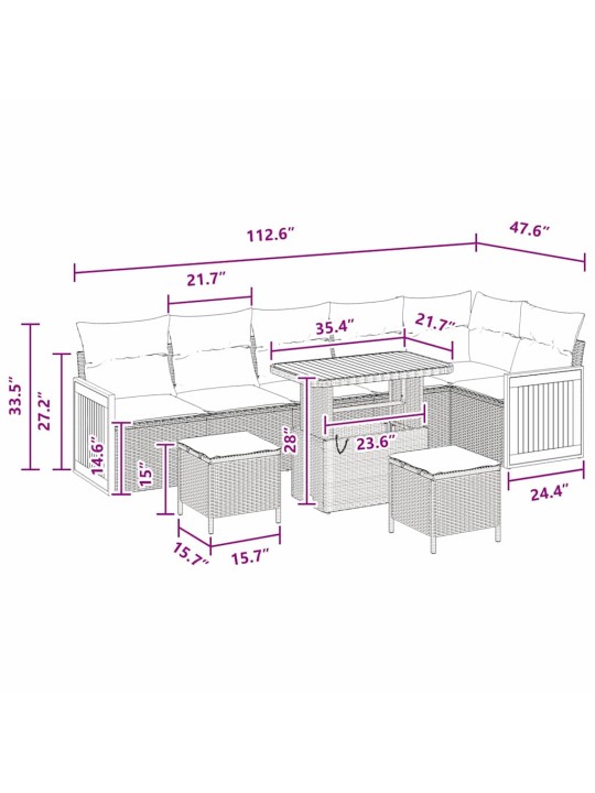 Dārza dīvānu komplekts ar spilvenu 9 pcs melna 90 x 55 x 71 cm