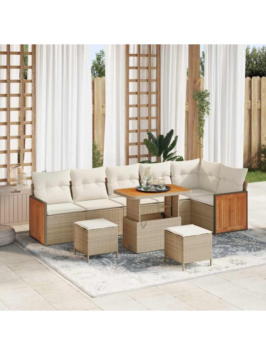 Dārza dīvānu komplekts 9 pcs bēša un krēmkrāsa 90 x 55 x 71 cm