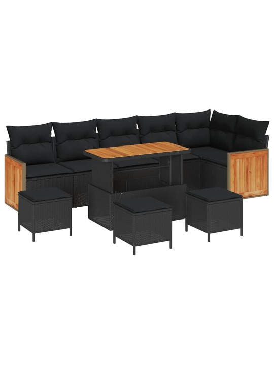 Dārza dīvānu komplekts 10 pcs melna 110 x 55 x 71 cm