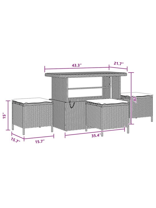 Dārza dīvānu komplekts 10 pcs melna 110 x 55 x 71 cm