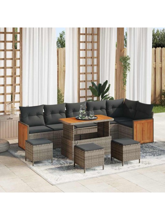 Dārza dīvānu komplekts 10 pcs pelēka 110 x 55 x 71 cm