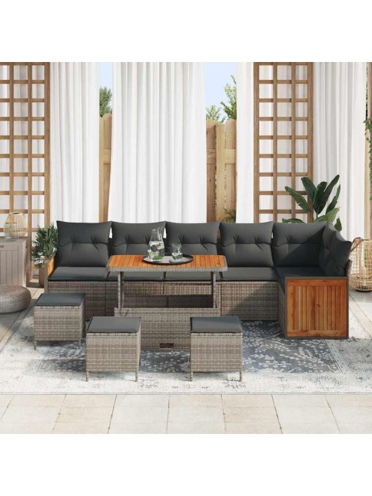 Dārza dīvānu komplekts 10 pcs pelēka 110 x 55 x 71 cm