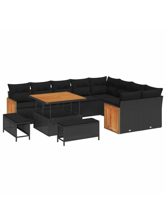 Dārza dīvānu komplekts 12 pcs melna 100 x 100 x 71 cm