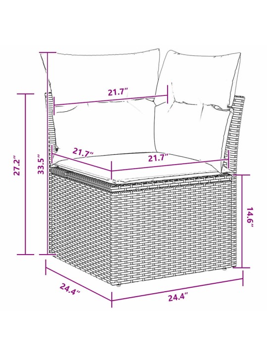 Dārza dīvānu komplekts ar spilvenu 12 pcs melna 80 x 80 x 71 cm