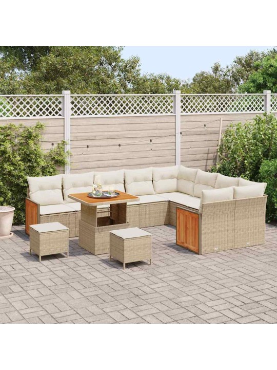 Dārza dīvānu komplekts 12 pcs bēša un krēmkrāsa 80 x 80 x 71 cm