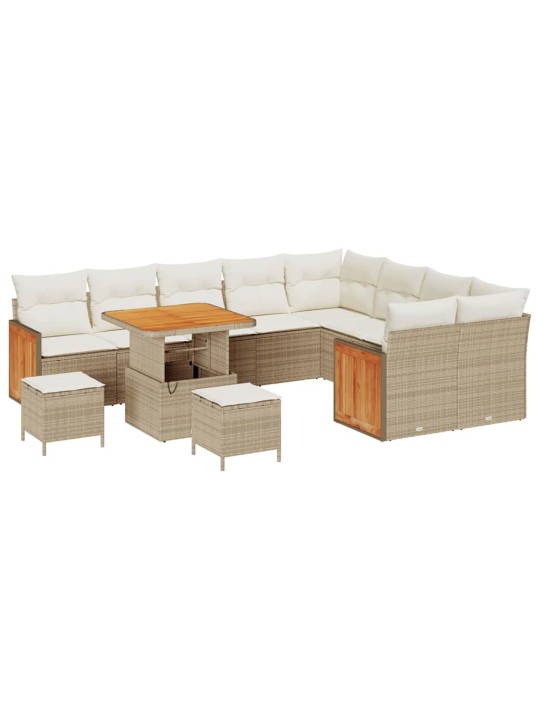 Dārza dīvānu komplekts 12 pcs bēša un krēmkrāsa 80 x 80 x 71 cm