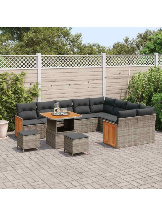 Dārza dīvānu komplekts 12 pcs pelēka 80 x 80 x 71 cm