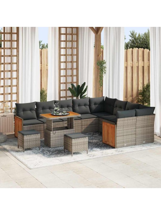 Dārza dīvānu komplekts 12 pcs pelēka 90 x 55 x 71 cm