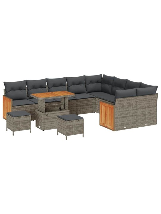 Dārza dīvānu komplekts 12 pcs pelēka 90 x 55 x 71 cm