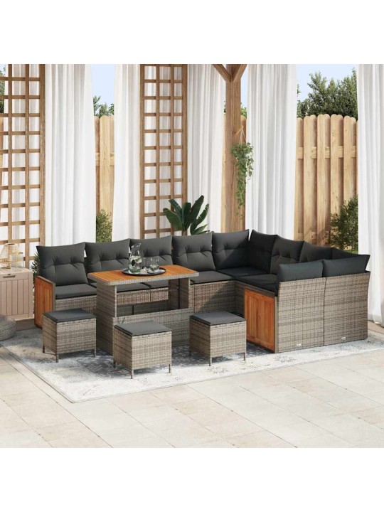 Dārza dīvānu komplekts 13 pcs pelēka 110 x 55 x 71 cm