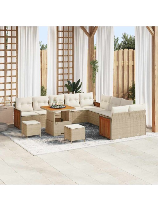 Dārza dīvānu komplekts 13 pcs bēša un krēmkrāsa 80 x 80 x 71 cm