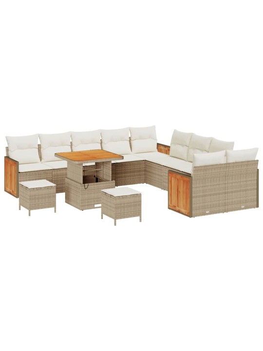 Dārza dīvānu komplekts 13 pcs bēša un krēmkrāsa 80 x 80 x 71 cm