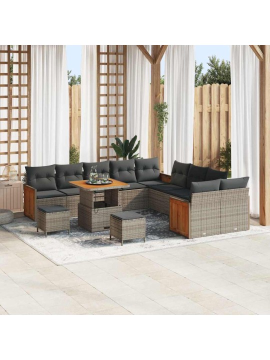 Dārza dīvānu komplekts 13 pcs pelēka 80 x 80 x 71 cm