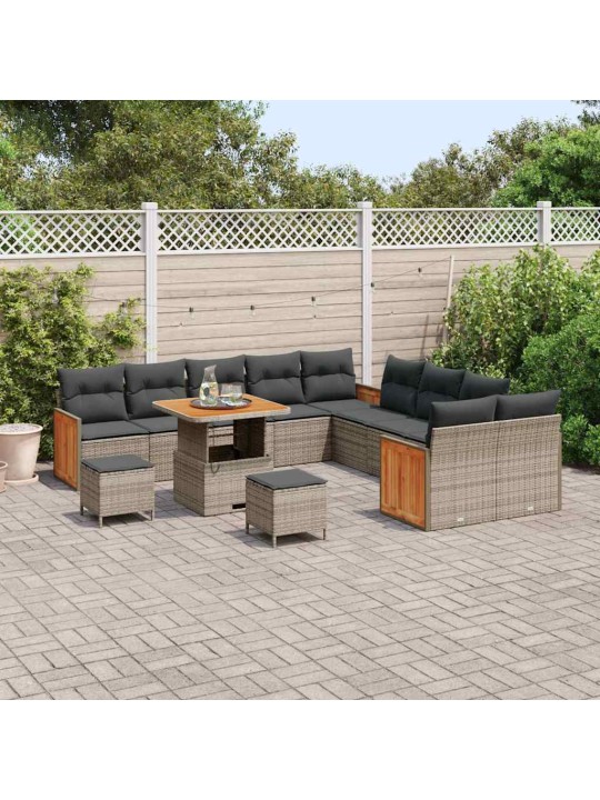 Dārza dīvānu komplekts 13 pcs pelēka 80 x 80 x 71 cm