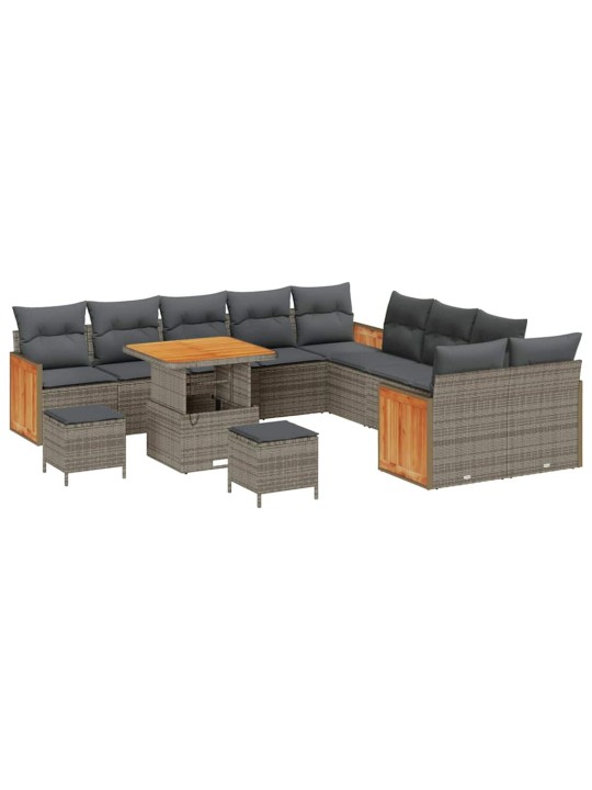 Dārza dīvānu komplekts 13 pcs pelēka 80 x 80 x 71 cm