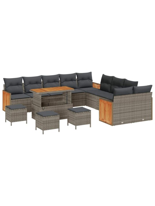 Dārza dīvānu komplekts 14 pcs pelēka 110 x 55 x 71 cm