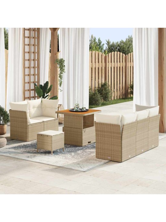 Dārza dīvānu komplekts 8 pcs bēša un krēmkrāsa 80 x 80 x 71 cm