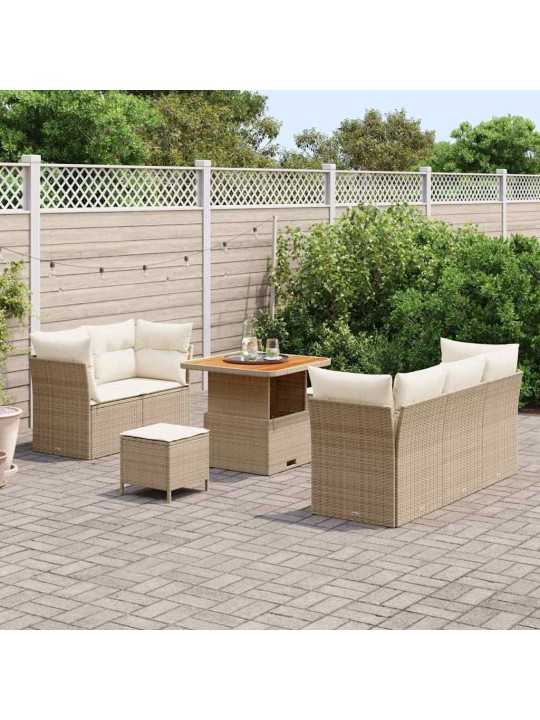 Dārza dīvānu komplekts 8 pcs bēša un krēmkrāsa 80 x 80 x 71 cm