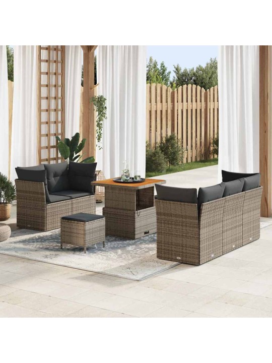 Dārza dīvānu komplekts ar spilvenu 8 pcs pelēka 80 x 80 x 71 cm