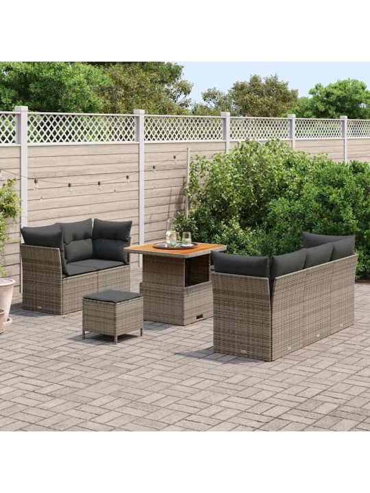 Dārza dīvānu komplekts ar spilvenu 8 pcs pelēka 80 x 80 x 71 cm