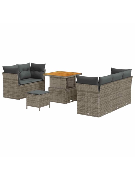 Dārza dīvānu komplekts ar spilvenu 8 pcs pelēka 80 x 80 x 71 cm