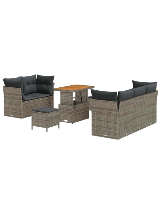Dārza dīvānu komplekts ar spilvenu 8 pcs pelēka 90 x 55 x 71 cm
